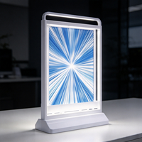 Support de présentation de table rectangulaire A5 mince avec éclairage LED, double format, pour affiches, menus et publicité
