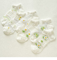 Offre Spéciale Transparent verre soie femmes chaussettes été mince décontracté court cheville chaussettes décontracté Art Floral fleur chaussettes