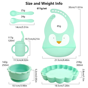 0-8 Jahre Kleinkind Silikon Geschirr Fütterung sset Baby Teller Schüssel Silikon Babero und Stroh Tasse mit Deckel Custom Logo - Product Image 5