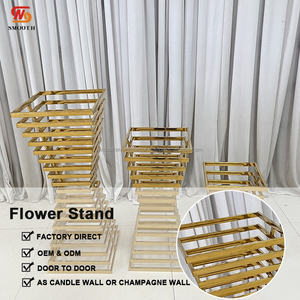 SMOOTH New Arrival Chic Gold Metal Plinths Display Set Flower Plinth <b>Stand</b> for Wedding Party Events Decoration - Product Image 2