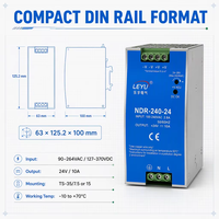 Alimentation électrique sur rail DIN 240W 24V 10A avec PFC actif, 63mm de profondeur, 90-264VAC pour armoire de commande PLC, automatisation industrielle