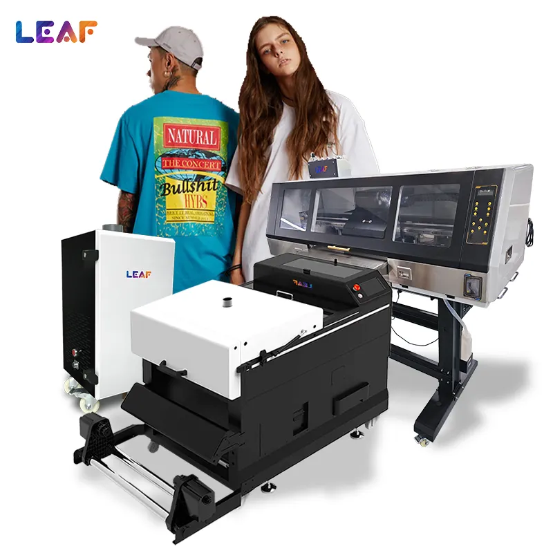 LEAF Wholesale Direct to Pet Film DTFインクジェットプリンターオールインワンロールツーロール印刷機、シェーカーとオーブン付きTシャツ用