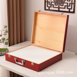 Wooden Storage Box <b>Rectangle</b> Handle Engraved Flip Top Desktop Organizer General Packaging - Product Image 2