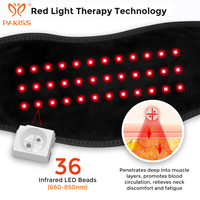 Masseur électrique sans fil PAKISS pour le cou et les épaules, lumière rouge, 36 LED, chauffage, vibration, pétrissage, massage du cou, du dos, des cervicales, des jambes