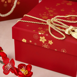 Handmade Tùy Chỉnh Màu Đỏ Kẹo Cứng Nhắc Hộp Với Thiên Đàng Trái Đất Bìa Món Quà Cưới Bao Bì Đồng Hành Với Dập In Cho Trà Sử Dụng - Product Image 2