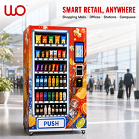 Distributeur automatique de boissons et de collations intelligent commercial, écran tactile 5 pouces, capacité de 300 à 600 unités, paiement en espèces/pièces/carte, libre-service, en acier inoxydable