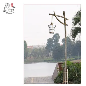 Outdoor wood grain steel lighting garden decoration Bamboo joints3.5 meters 4 meters LED Villa garden lamp lights