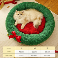 Coussin de couchage rond personnalisé pour chat et chien, en peluche sherpa, forme beignet, chaud, amovible et lavable