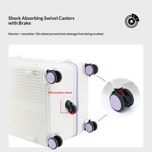 Valise PC grande capacité avec poignée télescopique large, serrure TSA, roues universelles, 20 pouces, violette, valise à roulettes - Product Image 3