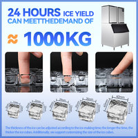 Machine à glaçons cubiques commerciale de 1 tonne pour les entreprises, les bars à boissons, les bars à vin, les restaurants