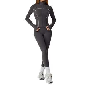 Veste de sport pour femme à manches longues, ajustée, mince, pour le yoga, l'entraînement en salle de sport - Product Image 3