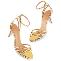 Chaussures de Mariage Dorées à Talons Hauts de 3 Pouces pour Demoiselles d'Honneur, Sandales à Bride Boucle Or, Talons Aiguilles Or pour Femme