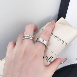 S925 Sterling Silver Vintage Textured <b>Ring</b> Geometric <b>Open</b> Design For Women Everyday Wear - Product Image 1