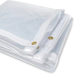 Bâche en PVC <span class=keywords><strong>transparente</strong></span> robuste enduite de vinyle imperméable avec œillets <span class=keywords><strong>pour</strong></span> patio, <span class=keywords><strong>pergola</strong></span> et voiture - Product Image 1