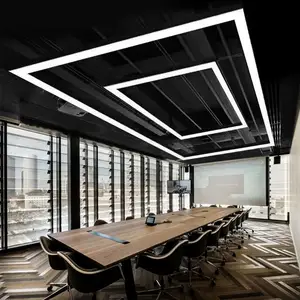Luz moderna do pendente do candelabro do luminária do escritório luz linear conduzida quadrada personalizada retangular do teto do retângulo da luz 1.2m2.4m