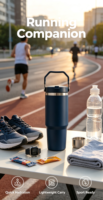 Gourde de sport avec poignée et paille rabattable, 30 oz, en acier inoxydable à double paroi, isolée sous vide, pour la gym et les activités de plein air