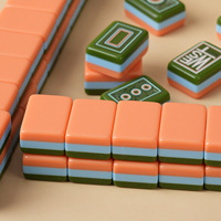 Tablevibe - Fichas de Mahjong con Rayas de Colores en Contraste, Patrón Estándar, Acrílico, Accesorios para Juegos de Entretenimiento