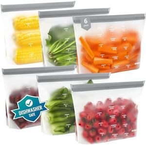 Sacs de conservation alimentaire en silicone PEVA sans BPA, résistants aux fuites, compatibles lave-vaisselle, gris, 6 gallons, réutilisables, pour congélation - Product Image 1