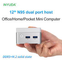 INYUDA Nuevo Mini Host Puerto de red dual Intel N95 Computadora de escritorio de oficina con todas las funciones con disco duro SSD tipo C