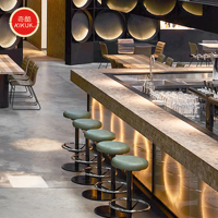 Ensemble table et chaises hautes modernes en bois massif durable pour usage commercial, bar à domicile, café, restaurant et hôtel
