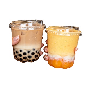 Disposable Custom logo 8 12 16 oz <b>Drink</b> Bubble Tea Ice Transparent clear Coffee Juice Pet <b>Plastic</b> Cute cat Claw <b>Cup</b> with Lid - Product Image 3