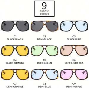 Lunettes de soleil rétro 2025, couleur léopard, grande monture, UV400, double pont, style aviateur, pour femmes et hommes - Product Image 6