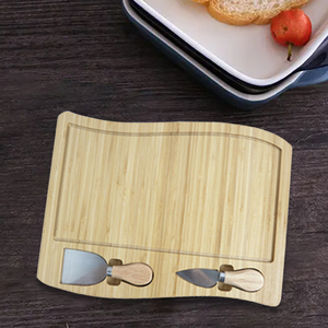 <span class=keywords><strong>2022</strong></span> nuevo diseño al por mayor Mini cuchillo de tabla de queso con forma de onda única tabla de cortar de queso de bambú Premium con rebanador - Product Image 4
