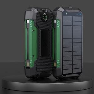 Vente en gros du nouveau chargeur solaire, charge rapide, grande capacité 20000 mAh, charge sans fil, batterie externe mobile avec câble - Product Image 4