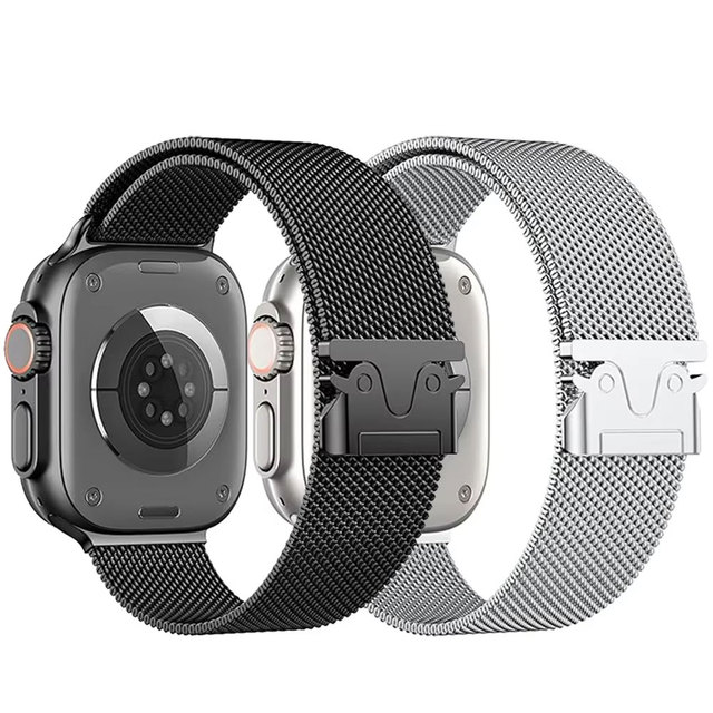 Eraysun Ultra 2 42/44/45/49mm for Apple Watch Band Soft Replacement Strap Pretty Stainless Steel Mesh Titanium Metal Compatible