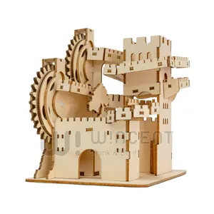 Wincent Atacado Novas Inovações Laser Cut Castle Marble Run Assembly Brinquedos Educativos 3D Wooden Puzzle para Crianças
