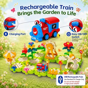 Set de Construcción de Vías de <span class=keywords><strong>Tren</strong></span> <span class=keywords><strong>El</strong></span>éctrico EPT para Niños, Juguete de Ferrocarril para Jardín o Parque de Diversiones con Flores e Insectos, Edades 3+ - Product Image 3