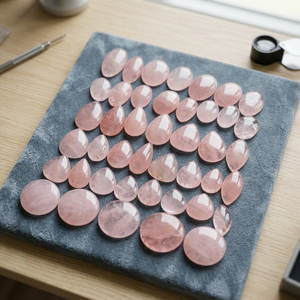 Cabujones Ovalados de Cuarzo Rosa Natural, Piedras Preciosas Sueltas con Reverso Plano para Anillos y Colgantes DIY, Venta al Por Mayor - Product Image 5