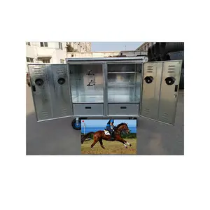 صندوق سرج الحصان المحمول المطلي بالمسحوق ، صندوق تسرج الحصان المحمول ، خزانة مع عجلة