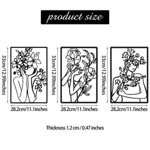 Diy arte Metal pared decoración negro abstracto Metal arte femenino figura pared decoración oro decorativo contemporáneo - Product Image 4