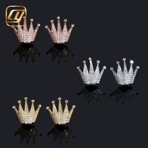 Hip Hop Iced Out Jewelry S925 <b>Silver</b> Moissanite <b>Stud</b> Earrings Bling Full Paved Moissanite <b>Small</b> Crown Earrings Luxury Jewelry - Product Image 1