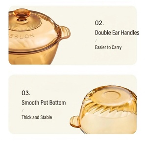 <span class=keywords><strong>Casserole</strong></span> en verre de 2,5 L de qualité alimentaire, à chauffage rapide et uniforme, directement de l'usine, avec boîte colorée - Product Image 4
