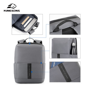 Kingsons <b>Backpack</b> 15 Inches Lightweight Water Repellent Student School Bag Unisex Solid Color Gray Blue <b>Black</b> - Product Image 4