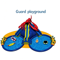 Parc aquatique gonflable commercial avec toboggan gonflable en forme de poisson lanterne, grenouille, crabe, dinosaure, piscine gonflable, location pour divertissement extérieur