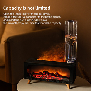 Humidificateur d'ambiance portable à effet de flamme 3D en bois, personnalisable avec logo, diffuseur d'huiles essentielles - Product Image 3