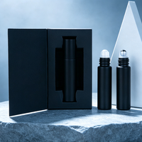 Flacon roll-on d'huile essentielle noir mat de 10 ml avec boîte en papier insérée, flacon cosmétique vide pour échantillons