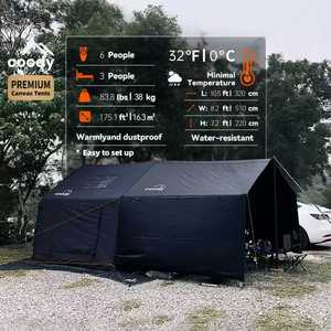 Tente pneumatique Coody 8.0+Framed Foyer - Noire, Luxe, Grande Tente Familiale <span class=keywords><strong>de</strong></span> Glamping en Tissu <span class=keywords><strong>de</strong></span> Coton Gonflable pour le Camping - Product Image 1