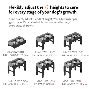 Portable Elevated <b>Slow</b> Feeding Dog Bowls Updated Adjustable Stainless with Splash Back for Cats Travel Pet <b>Feeder</b> - Product Image 5