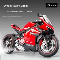 1:7 escala réplica ultraligero V4 aleación motocicleta modelo completo carbono ornamento juguete al por mayor