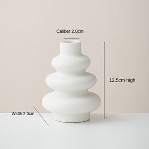 Juego de Tres Piezas de Cerámica Blanca Estilo Bohemio, Jarrón Redondo con Diseño Geométrico, Juego de Quemadores Lisos - Product Image 6