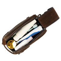 Trousse de Toilette Homme Premium en Cuir Véritable Crazy Horse avec Poignée et Double Fermeture Éclair – Sac Cosmétique pour Hommes