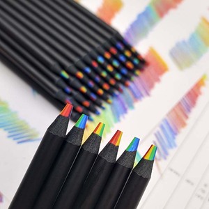 LISI 7 pollici nero manico in legno Multi colore matite sfuse 7 colore in 1 matita arcobaleno Logo personalizzato per bambini <span class=keywords><strong>adulti</strong></span> disegno artistico - Product Image 4