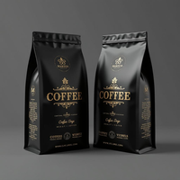 Pochette de Rangement à Fond Plat avec Fermeture Ziplock et Valve pour Café Instantané ou Thé, Personnalisable avec Logo, Formats 250g, 500g, 1kg, 12oz