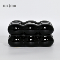 Boîte à mouchoirs rectangulaire en céramique Hubble-bubble, décoration créative pour table de toilette, support personnalisé pour décoration de la maison, noir Wesmo