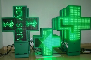 ป้ายไฟ LED แสดงผลแบบเคลื่อนไหวสำหรับโรงพยาบาล รูปทรงกากบาท สำหรับร้านขายยา  แบบ SMD สีเขียวทั้งหมด  ราคาโรงงาน  รุ่น P8  ตั้งโปรแกรมได้ สำหรับใช้งานภายนอกอาคาร - Product Image 2