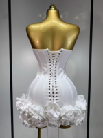 Gaun Mini Wanita Berkualitas Tinggi SB3717, Pakaian Fashion Buatan Tangan dengan Desain Bunga Mawar 3D, Gaun Bandage Bodycon untuk Pesta Ulang Tahun